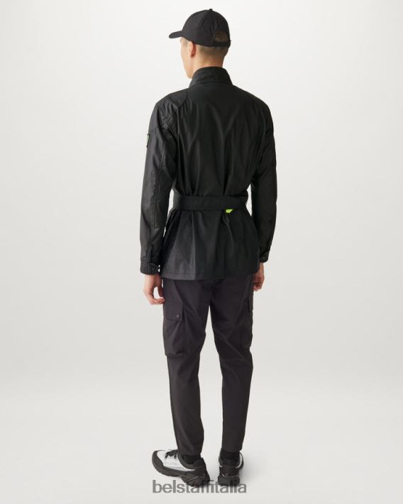 vestiario Belstaff giacca flash trialmaster cotone cerato nero/giallo fluo uomini H2DD6J18