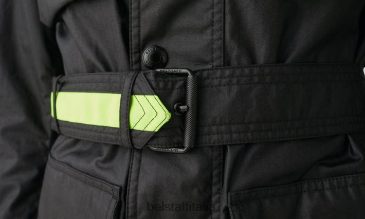 vestiario Belstaff giacca flash trialmaster cotone cerato nero/giallo fluo uomini H2DD6J18