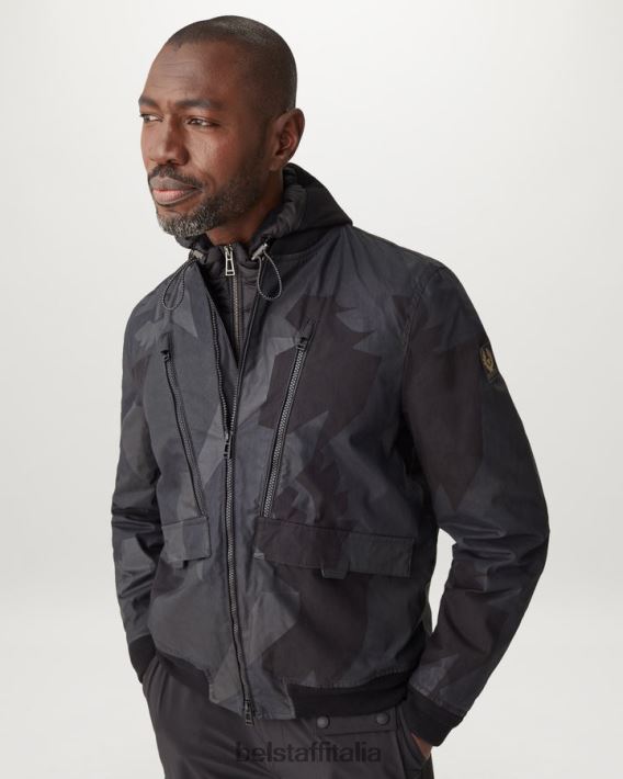 vestiario Belstaff giacca pettinatrice frammento di fenice cotone cerato stampato nero uomini H2DD6J17