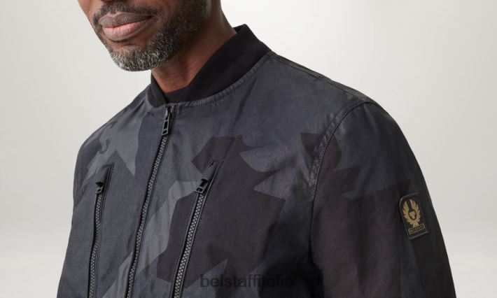 vestiario Belstaff giacca pettinatrice frammento di fenice cotone cerato stampato nero uomini H2DD6J17