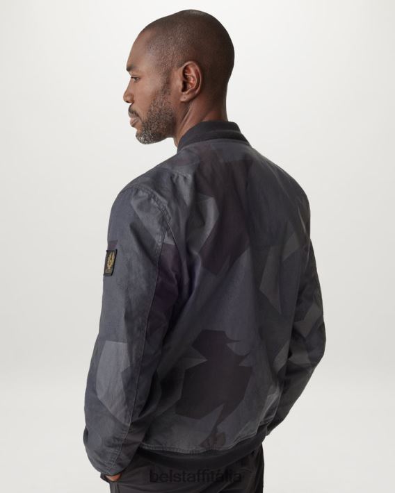 vestiario Belstaff giacca pettinatrice frammento di fenice cotone cerato stampato nero uomini H2DD6J17