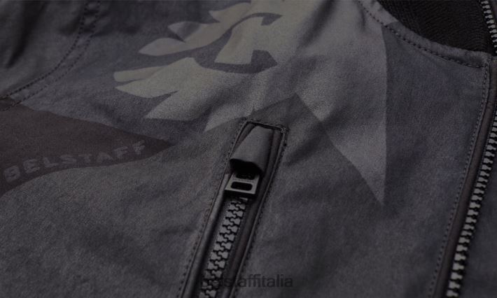 vestiario Belstaff giacca pettinatrice frammento di fenice cotone cerato stampato nero uomini H2DD6J17