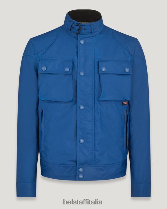 vestiario Belstaff giacca racemaster tono su tono cotone cerato in avanti blu uomini H2DD6J19