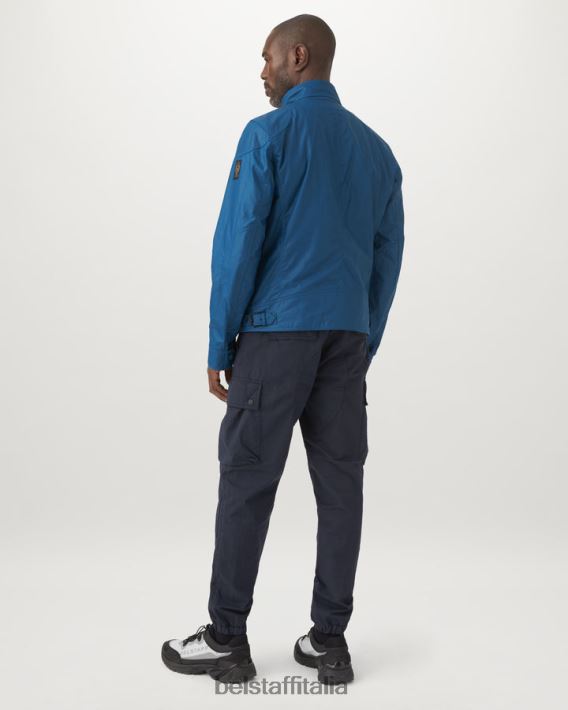 vestiario Belstaff giacca racemaster tono su tono cotone cerato in avanti blu uomini H2DD6J19