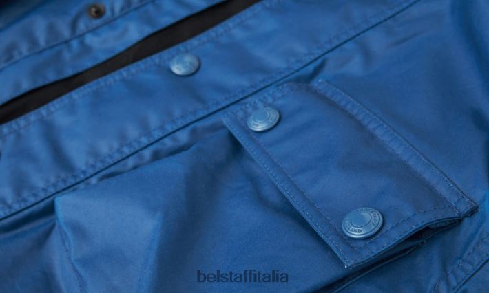 vestiario Belstaff giacca racemaster tono su tono cotone cerato in avanti blu uomini H2DD6J19