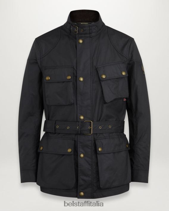 vestiario Belstaff giacca trialmaster cotone cerato nero uomini H2DD6J20