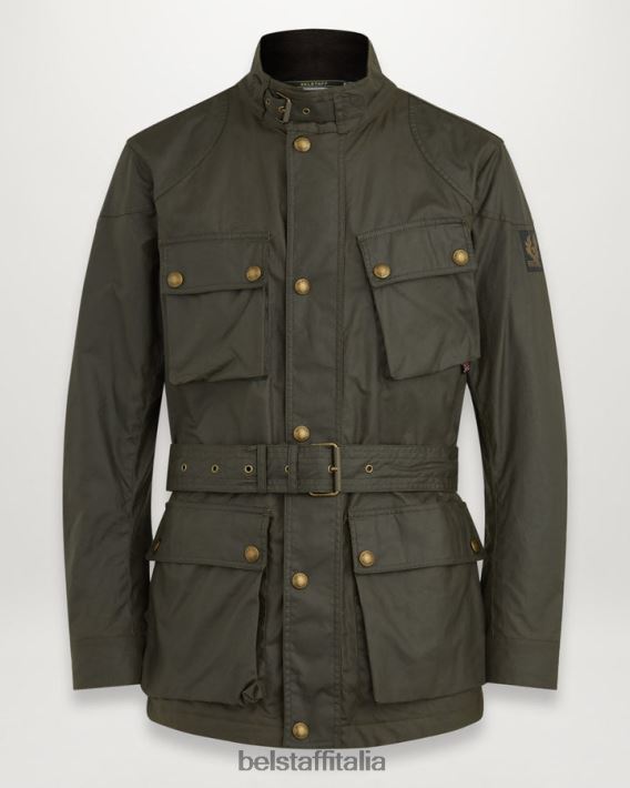 vestiario Belstaff giacca trialmaster cotone cerato oliva sbiadito uomini H2DD6J22