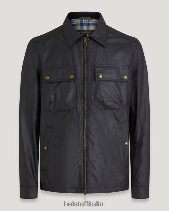 vestiario Belstaff sovracamicia da tour cotone cerato blu scuro uomini H2DD6J37