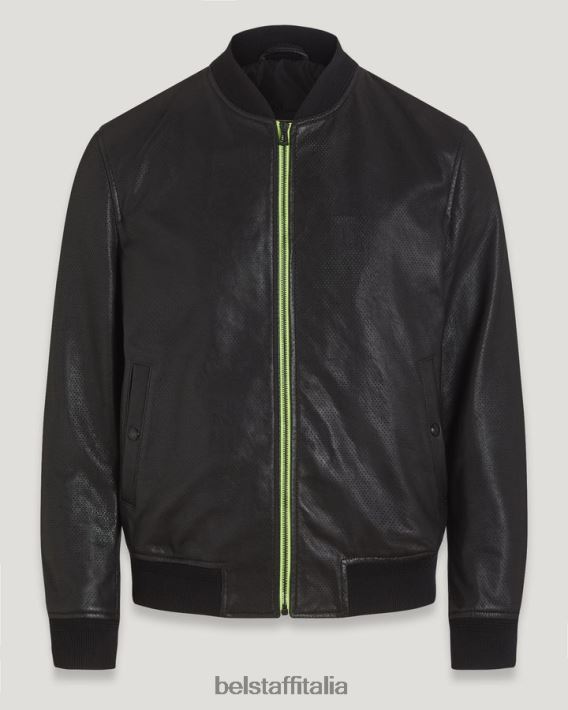 vestiario Belstaff bomber con flash laterale pelle cheviot nera uomini H2DD6J5