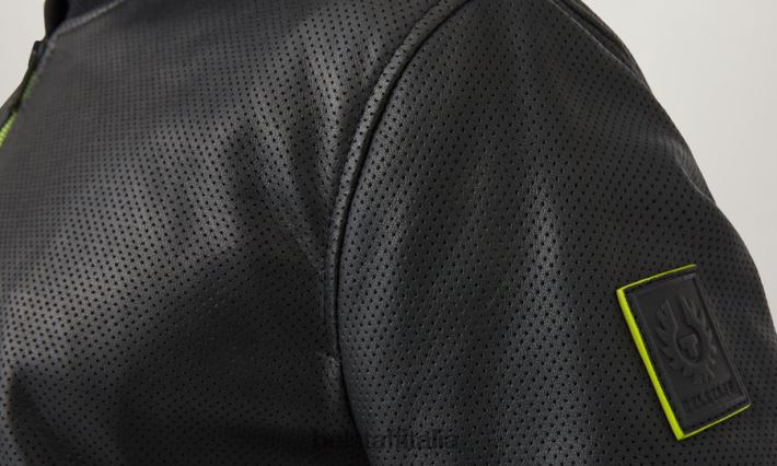 vestiario Belstaff bomber con flash laterale pelle cheviot nera uomini H2DD6J5