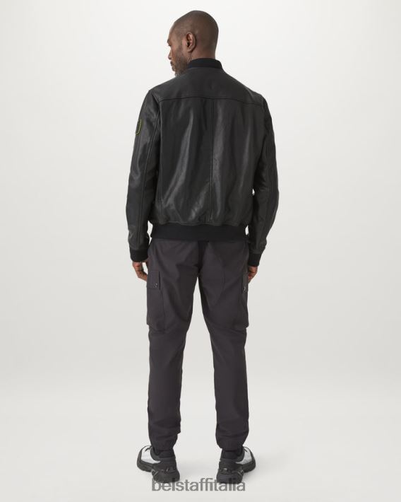 vestiario Belstaff bomber con flash laterale pelle cheviot nera uomini H2DD6J5