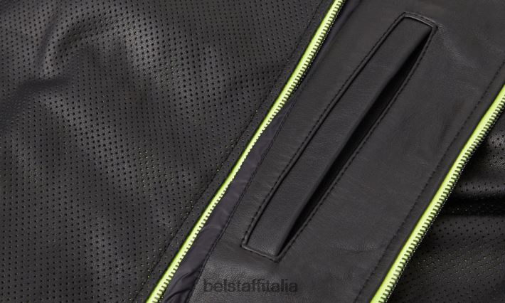 vestiario Belstaff bomber con flash laterale pelle cheviot nera uomini H2DD6J5