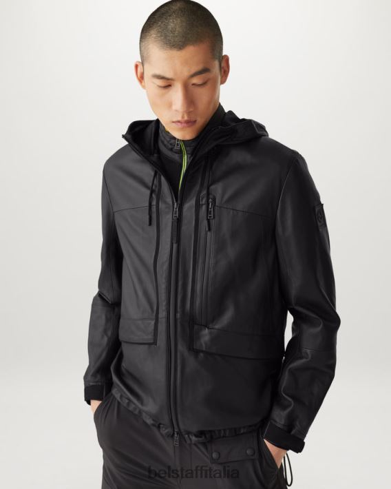 vestiario Belstaff giacca antivento nappa peso mosca nera uomini H2DD6J3