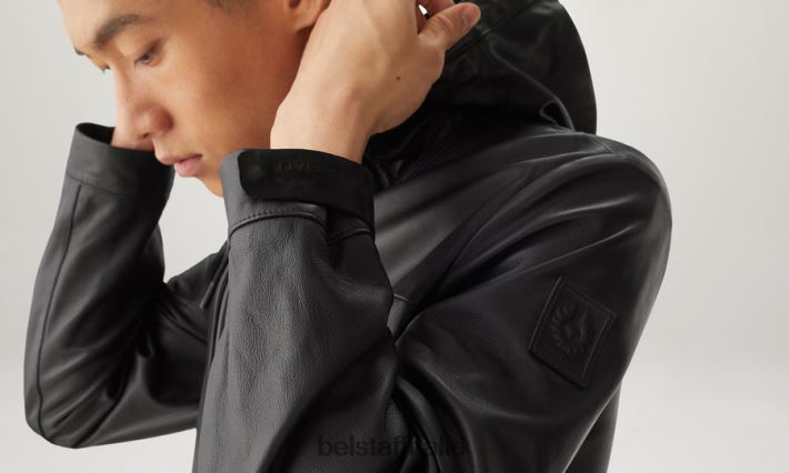 vestiario Belstaff giacca antivento nappa peso mosca nera uomini H2DD6J3