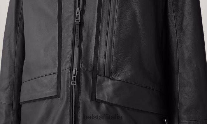 vestiario Belstaff giacca antivento nappa peso mosca nera uomini H2DD6J3
