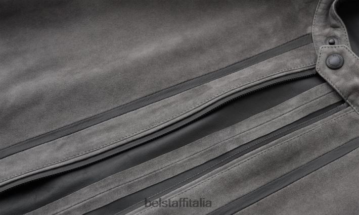 vestiario Belstaff giacca con vento in coda camoscio con supporto nappato grigio granito/nero uomini H2DD6J8