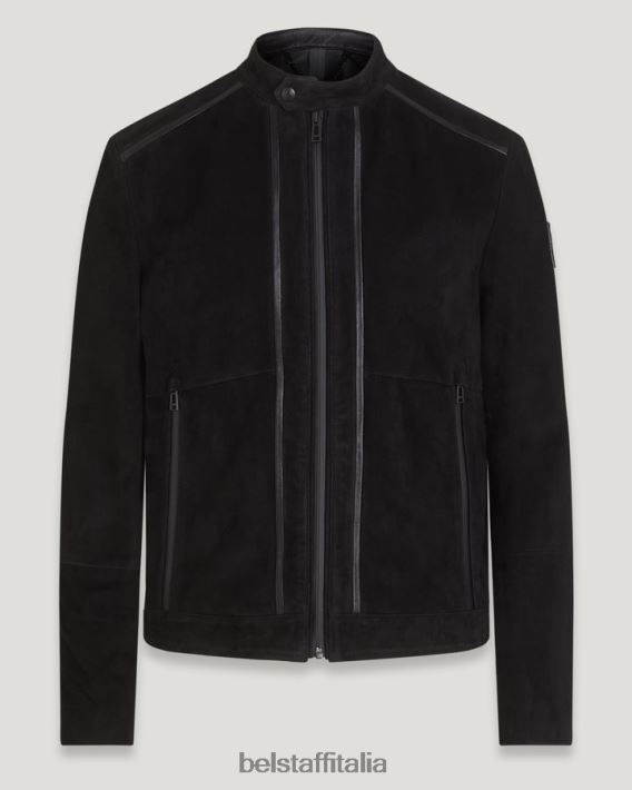 vestiario Belstaff giacca con vento in coda camoscio con supporto nappato nero/nero uomini H2DD6J1