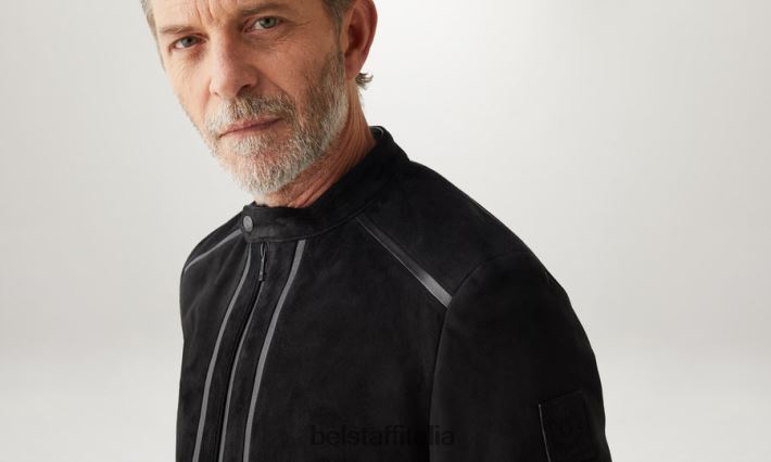 vestiario Belstaff giacca con vento in coda camoscio con supporto nappato nero/nero uomini H2DD6J1