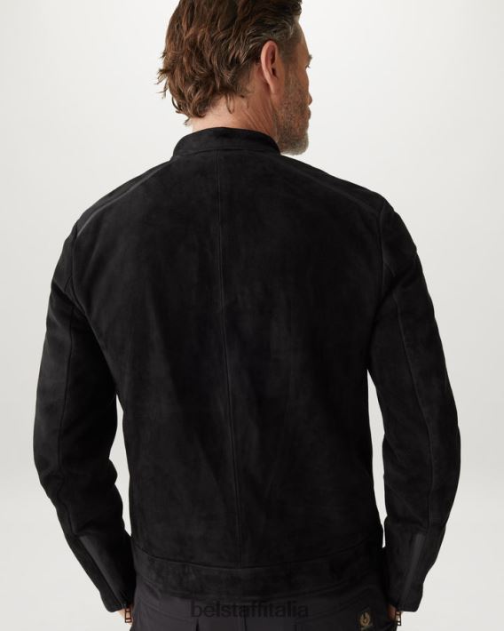 vestiario Belstaff giacca con vento in coda camoscio con supporto nappato nero/nero uomini H2DD6J1