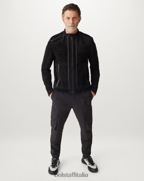 vestiario Belstaff giacca con vento in coda camoscio con supporto nappato nero/nero uomini H2DD6J1
