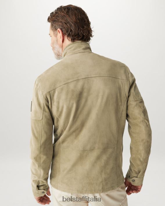 vestiario Belstaff giacca dene pelle scamosciata all\'aloe uomini H2DD6J10