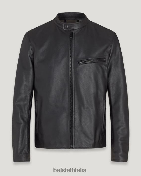 vestiario Belstaff giacca di perone pelle fiore nera uomini H2DD6J15