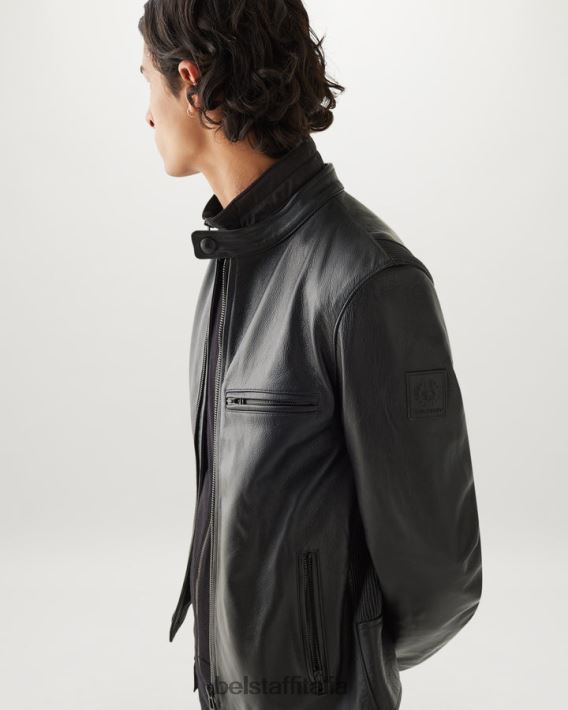 vestiario Belstaff giacca di perone pelle fiore nera uomini H2DD6J15