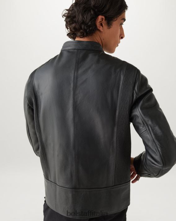 vestiario Belstaff giacca di perone pelle fiore nera uomini H2DD6J15