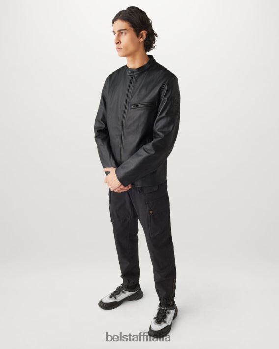 vestiario Belstaff giacca di perone pelle fiore nera uomini H2DD6J15