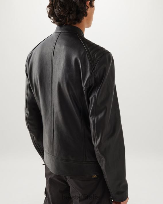 vestiario Belstaff giacca flash v da pilota pelle cheviot nera/giallo neon uomini H2DD6J4