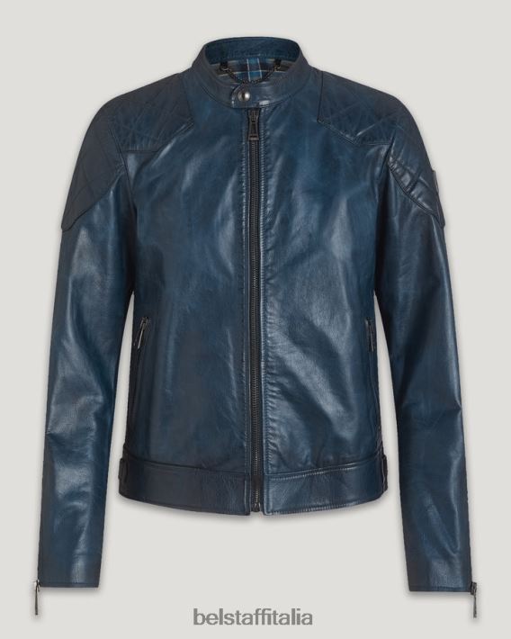 vestiario Belstaff giacca fuorilegge insegne in pelle cerata a mano blu uomini H2DD6J7