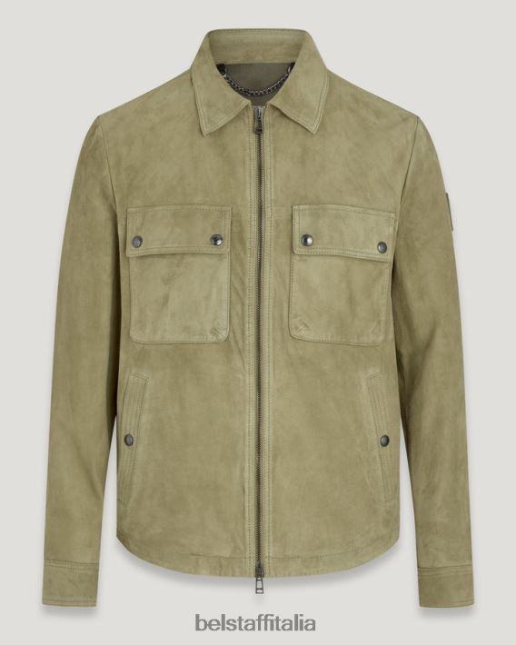 vestiario Belstaff sovracamicia da tour pelle scamosciata all\'aloe uomini H2DD6J6