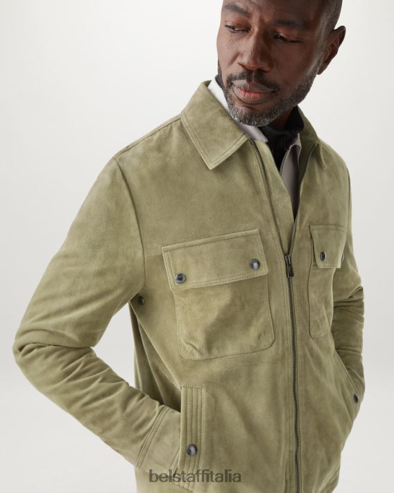 vestiario Belstaff sovracamicia da tour pelle scamosciata all\'aloe uomini H2DD6J6