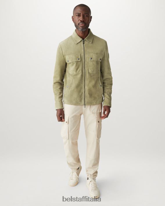 vestiario Belstaff sovracamicia da tour pelle scamosciata all\'aloe uomini H2DD6J6