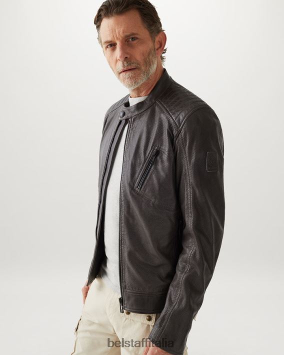 vestiario Belstaff v aria da corsa pelle cheviot grigio scuro uomini H2DD6J9