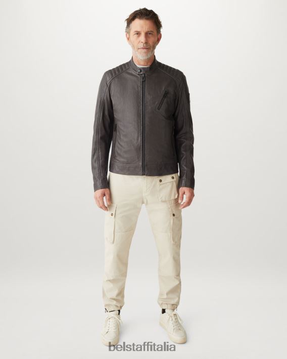 vestiario Belstaff v aria da corsa pelle cheviot grigio scuro uomini H2DD6J9