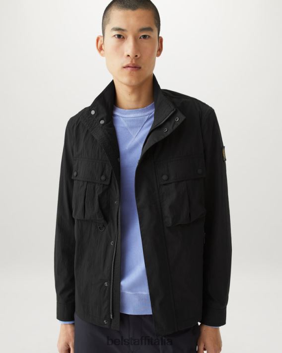 vestiario Belstaff giacca Draker gabardine misto cotone nero uomini H2DD6J99