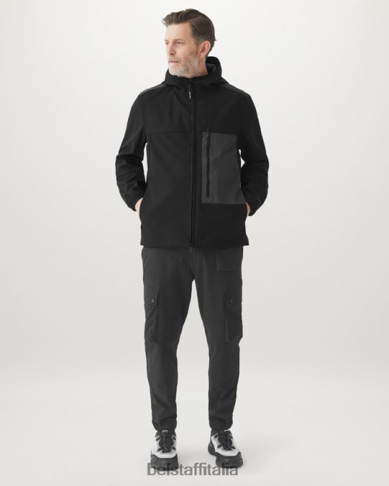 vestiario Belstaff giacca d\'impatto guscio morbido nero uomini H2DD6J70