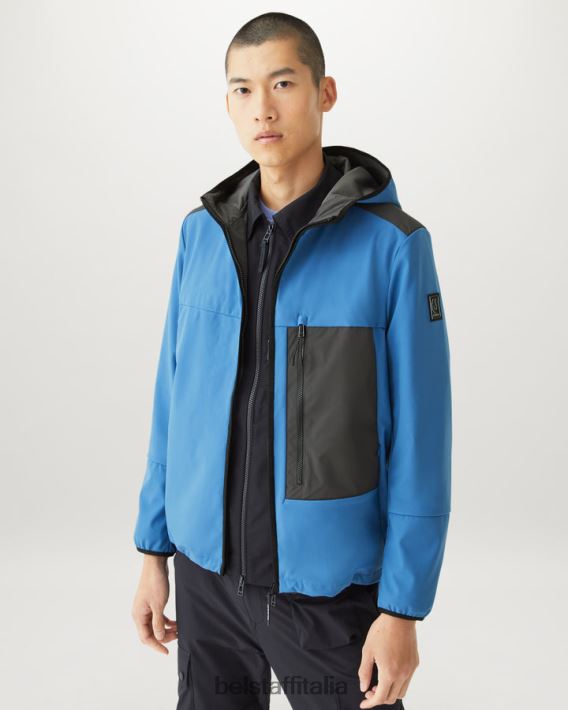 vestiario Belstaff giacca d\'impatto softshell in avanti blu uomini H2DD6J68