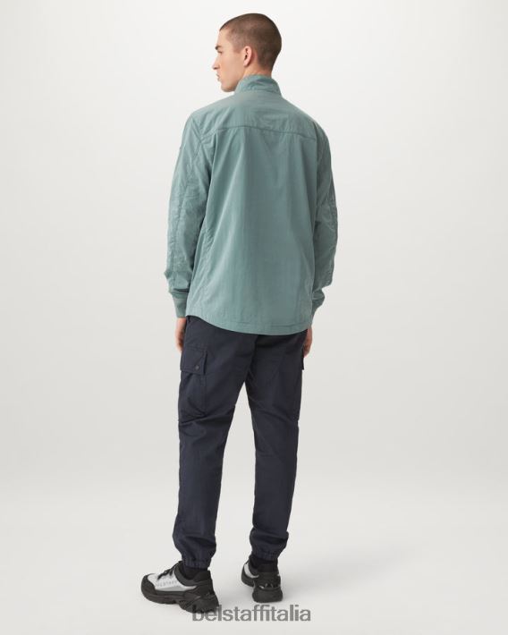 vestiario Belstaff giacca da rampa guscio scintillante verde acciaio uomini H2DD6J77