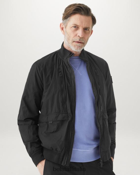 vestiario Belstaff giacca di trasferimento tintura in capo ripstop nero uomini H2DD6J92