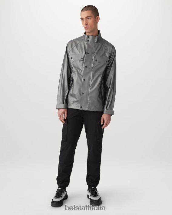vestiario Belstaff giacca in lamina Scocca in gomma cangiante grigio granito uomini H2DD6J73