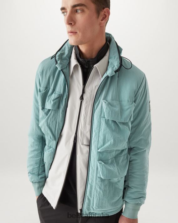 vestiario Belstaff giacca varia guscio scintillante verde acciaio uomini H2DD6J75
