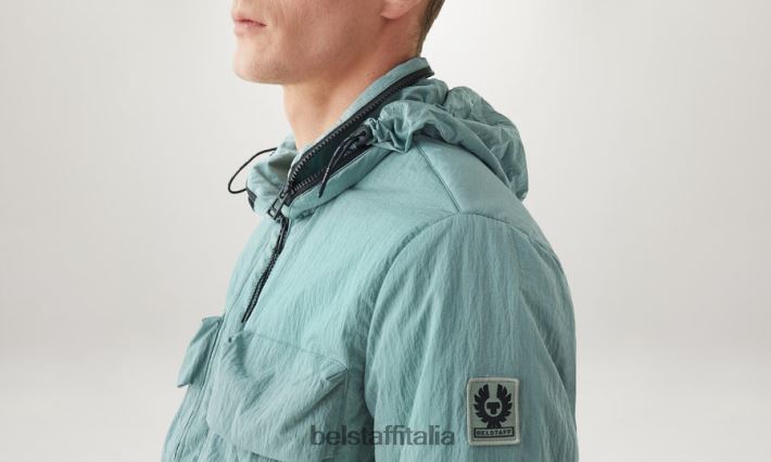 vestiario Belstaff giacca varia guscio scintillante verde acciaio uomini H2DD6J75