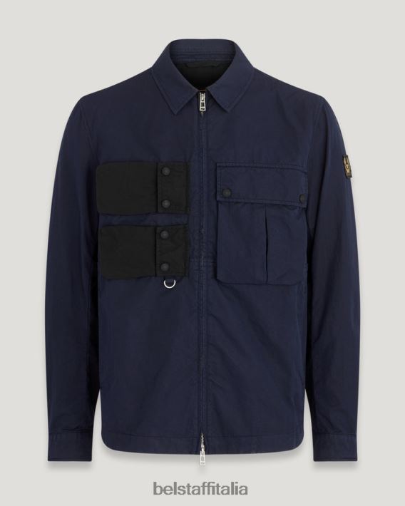 vestiario Belstaff sovracamicia alla bozza tintura in capo misto cotone inchiostro scuro/nero uomini H2DD6J79