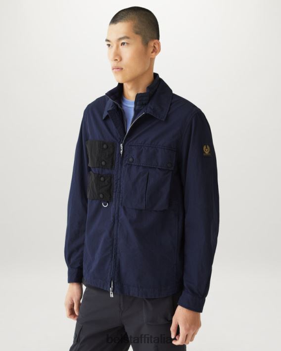 vestiario Belstaff sovracamicia alla bozza tintura in capo misto cotone inchiostro scuro/nero uomini H2DD6J79