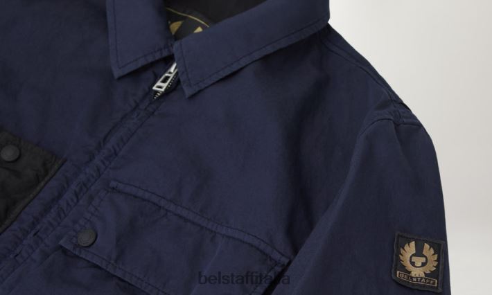 vestiario Belstaff sovracamicia alla bozza tintura in capo misto cotone inchiostro scuro/nero uomini H2DD6J79