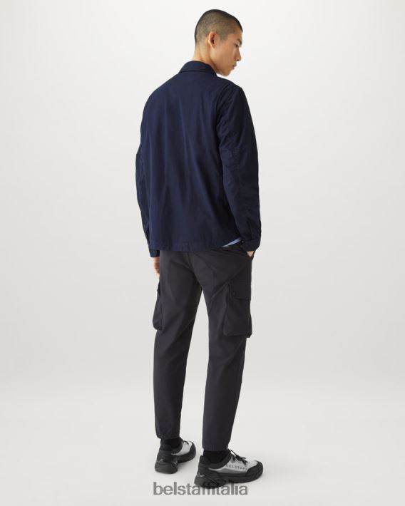 vestiario Belstaff sovracamicia alla bozza tintura in capo misto cotone inchiostro scuro/nero uomini H2DD6J79
