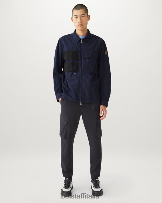 vestiario Belstaff sovracamicia alla bozza tintura in capo misto cotone inchiostro scuro/nero uomini H2DD6J79