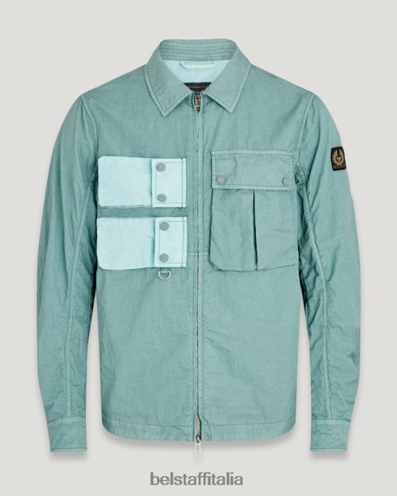 vestiario Belstaff sovracamicia alla bozza tintura in capo misto cotone verde acciaio/verde oceano uomini H2DD6J93